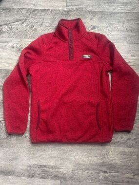 L.L. Bean Red Snap-Front Fleece Quarter-Zip Pullover
